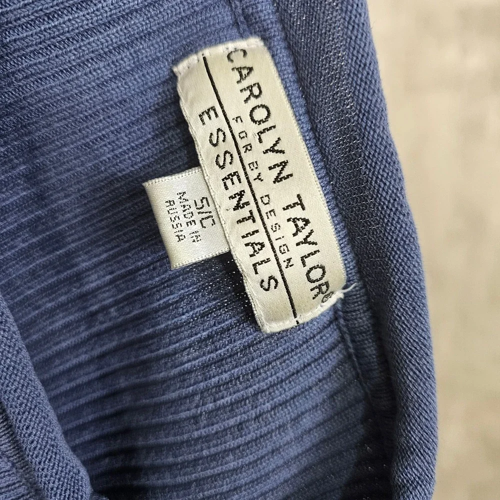 Carolyn Taylor Essentials Colorblock Ribbed Knit Sweater Blue Gray Black Cream S - Picture 4 of 5